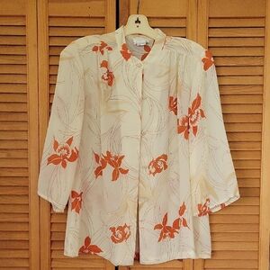 Vintage Sheer Orchid Print Women's Top
